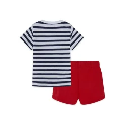 Tuc Tuc Crabby Striped T-shirt and Red Bermuda Shorts Set Clearance