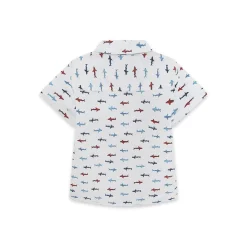Tuc Tuc Shark Poplin Button Down Shirt, White New