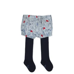 Tutto Piccolo 9711 Bombachito Viyela Con Leotardos Shorts With Tights - Indigo Online