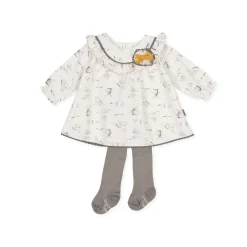 Tutto Piccolo 9212 Dress With Tights - Ecru Clearance