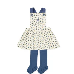 Tutto Piccolo 9422 Pichi Leotardos Punto Roma Pinafore Dress With Tights - Ecru Online
