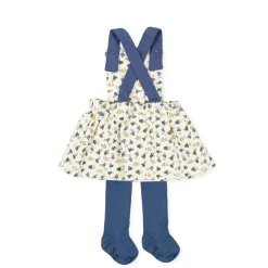 Tutto Piccolo 9422 Pichi Leotardos Punto Roma Pinafore Dress With Tights - Ecru Online