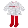Tutto Piccolo 9797 Vestido Interlock Dress With Tights - Optical White/Red Best