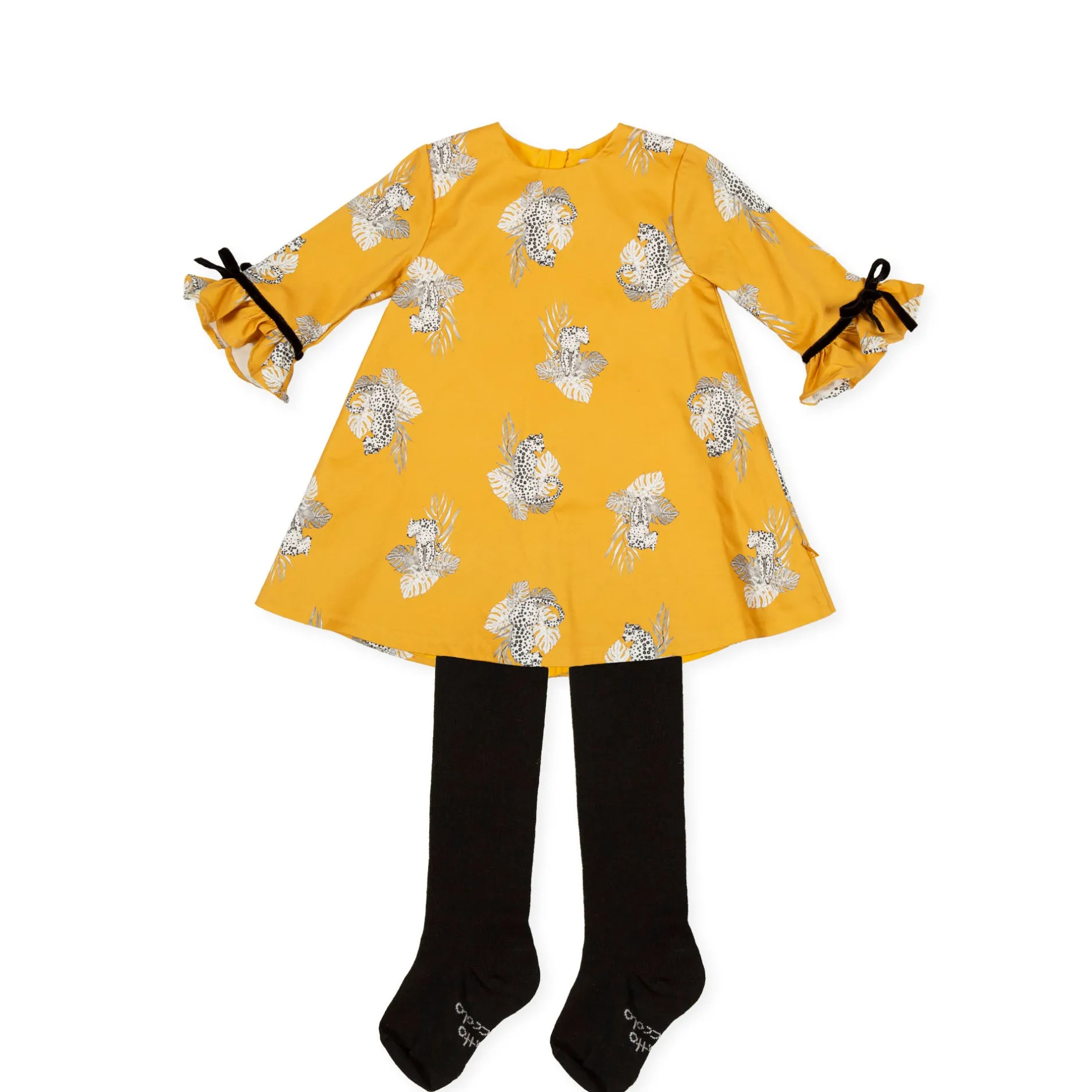 Tutto Piccolo 9227 Vestido Satén Con Leotardos Dress With Tights - Mustard Sale