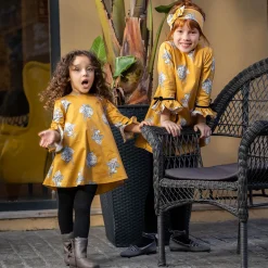 Tutto Piccolo 9227 Vestido Satén Con Leotardos Dress With Tights - Mustard Sale