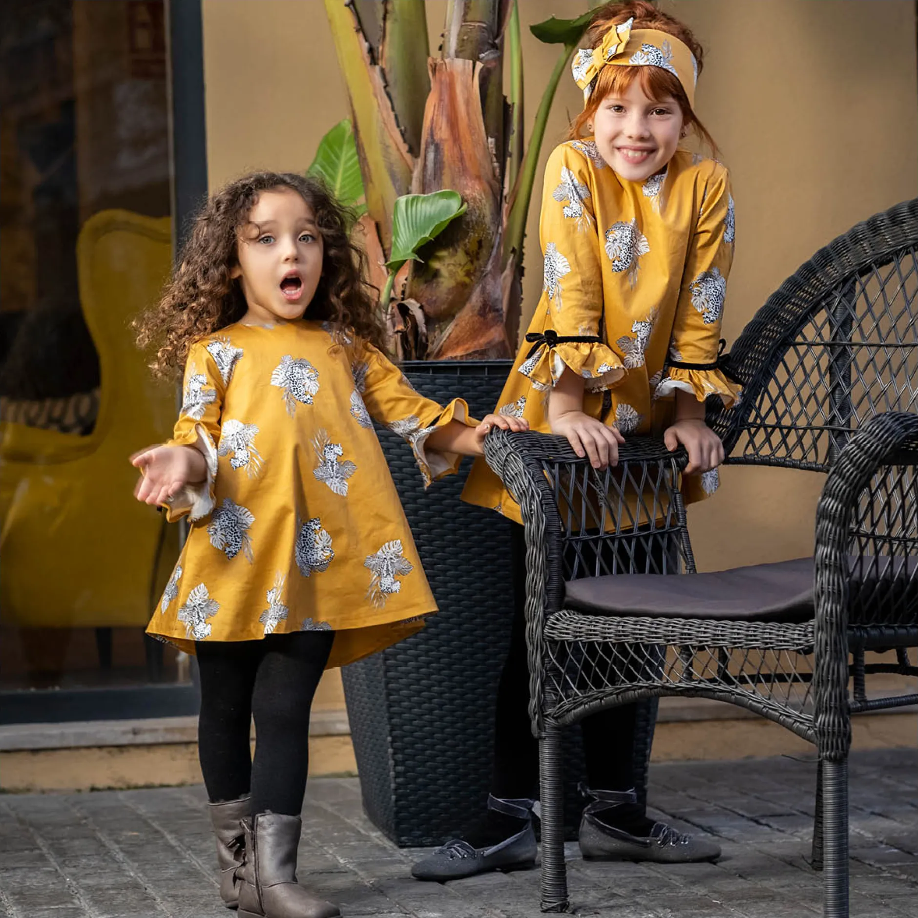 Tutto Piccolo 9227 Vestido Satén Con Leotardos Dress With Tights - Mustard Sale