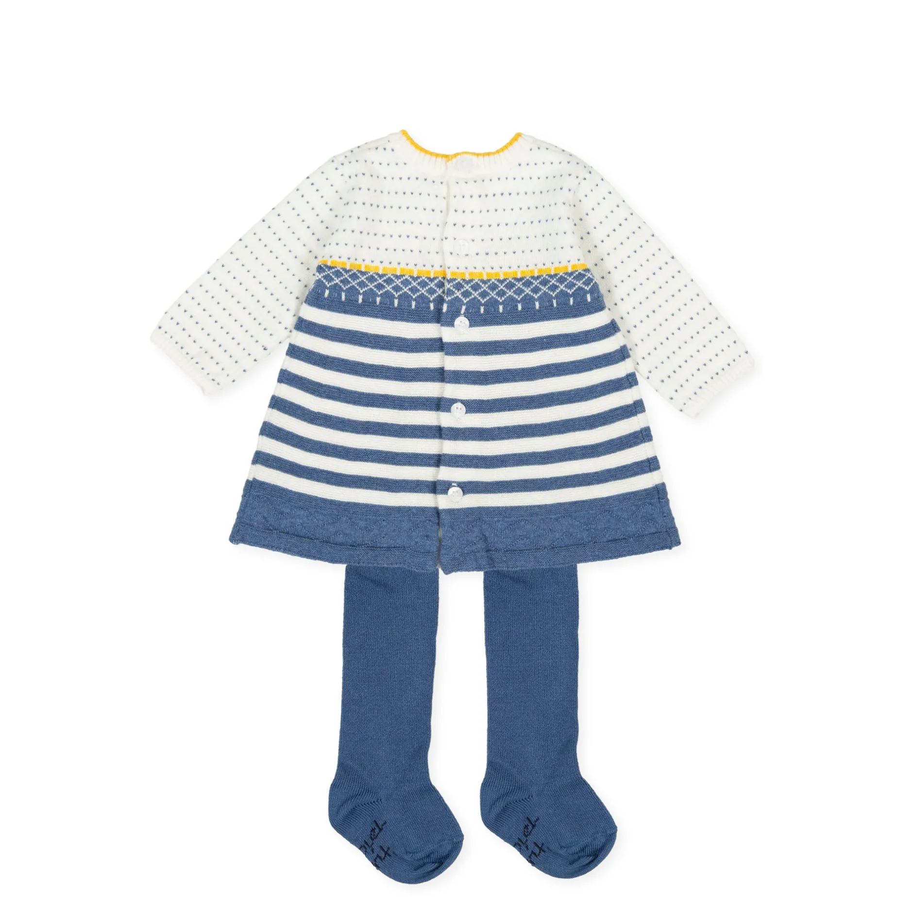 Tutto Piccolo 9204 Vestido Tricot Knitted Dress With Tights - Dark Blue Discount