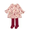 Tutto Piccolo 9225 Vestido Viyela Dress With Tights - Petal Clearance