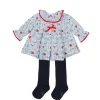 Tutto Piccolo Vestido Viyela Dress With Tights - Indigo Clearance