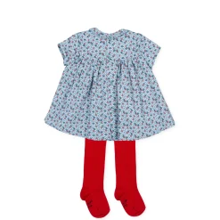 Tutto Piccolo Vestido Viyella Con Leotardos Short Sleeve Dress With Tights - Atlantic Blue Discount