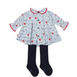 Tutto Piccolo Vestido Viyela Dress With Tights - Indigo Clearance